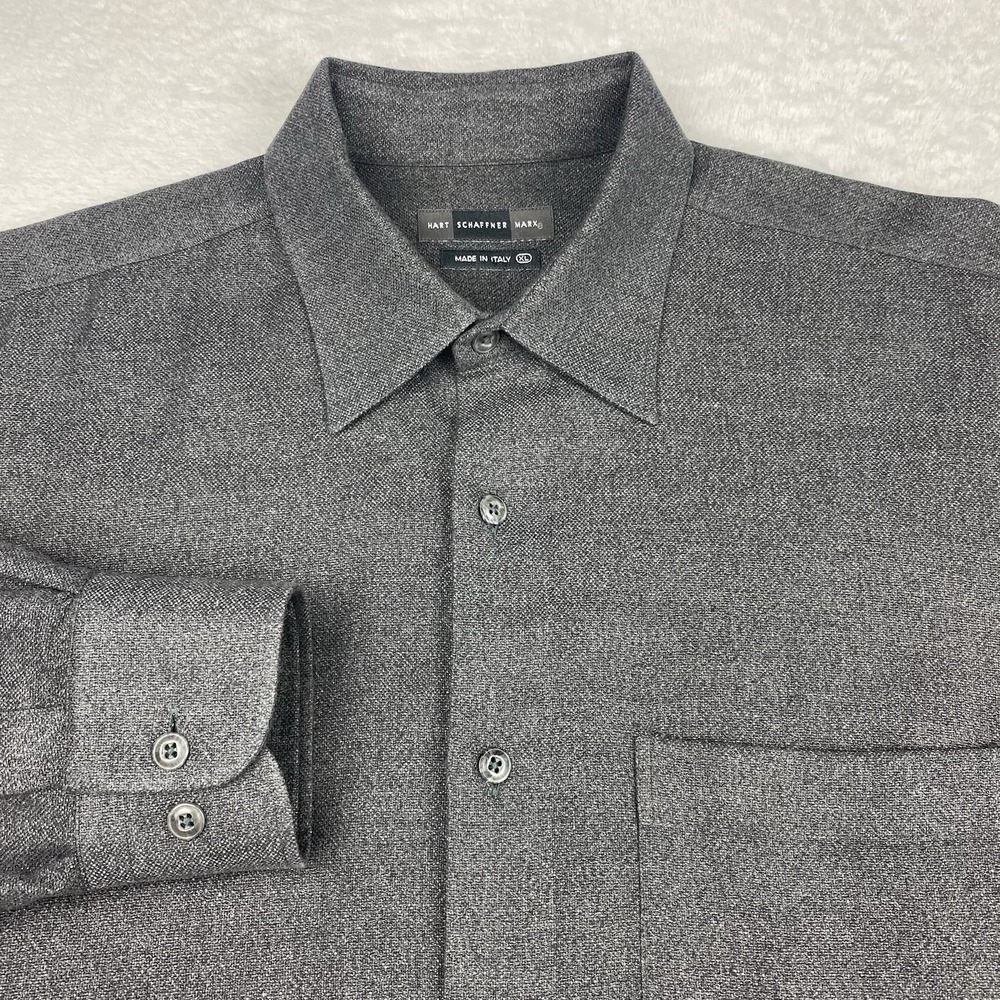 Hart Schaffner Marx Shirt Mens‎ XL Dark Gray Heavyweight Regular Long Sleeves